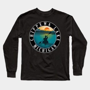 Chippewa Lake Kayaking Michigan Sunset Long Sleeve T-Shirt